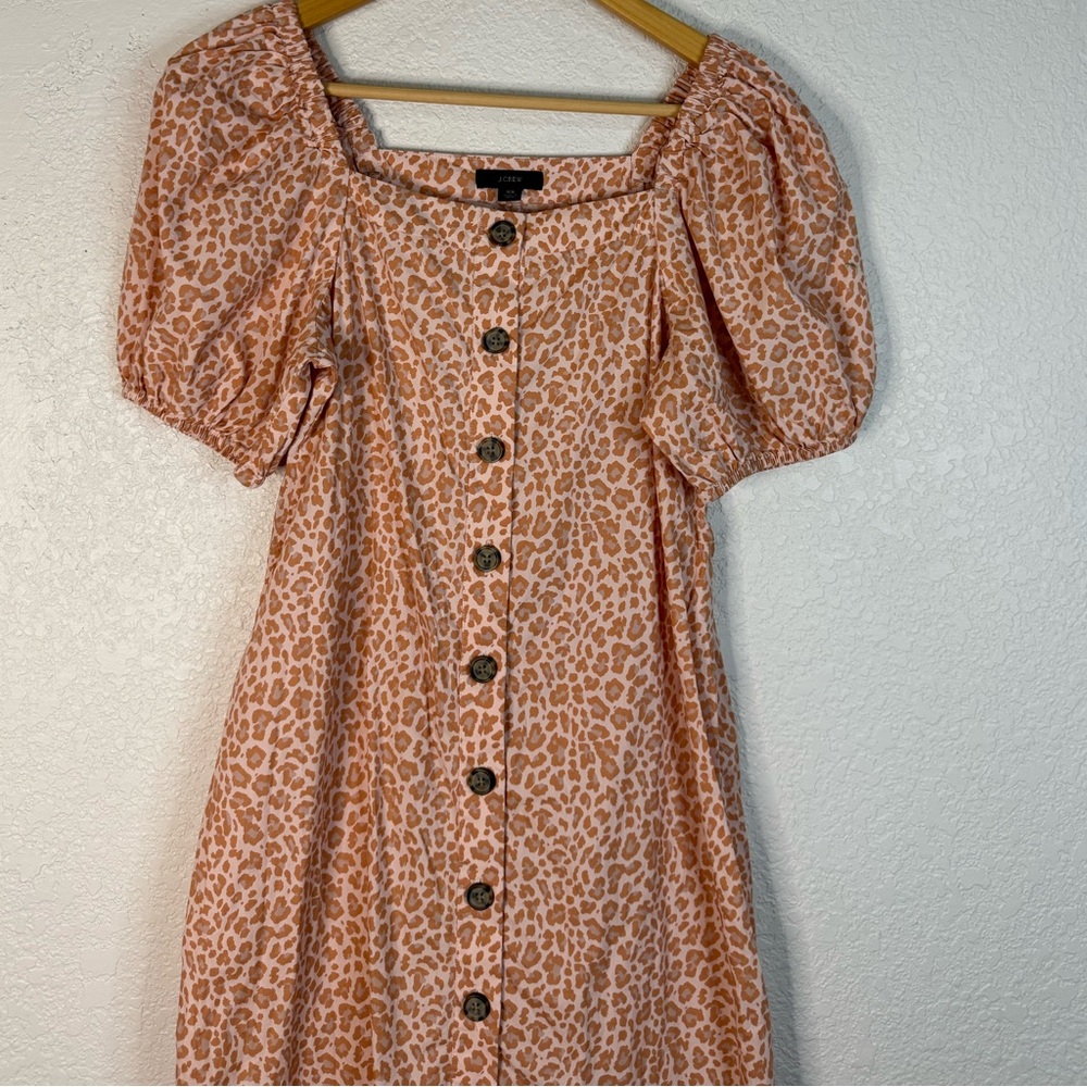 J Crew Cottage dress in pink leopard button front midi dress Casual Office - Picture 2 of 10
